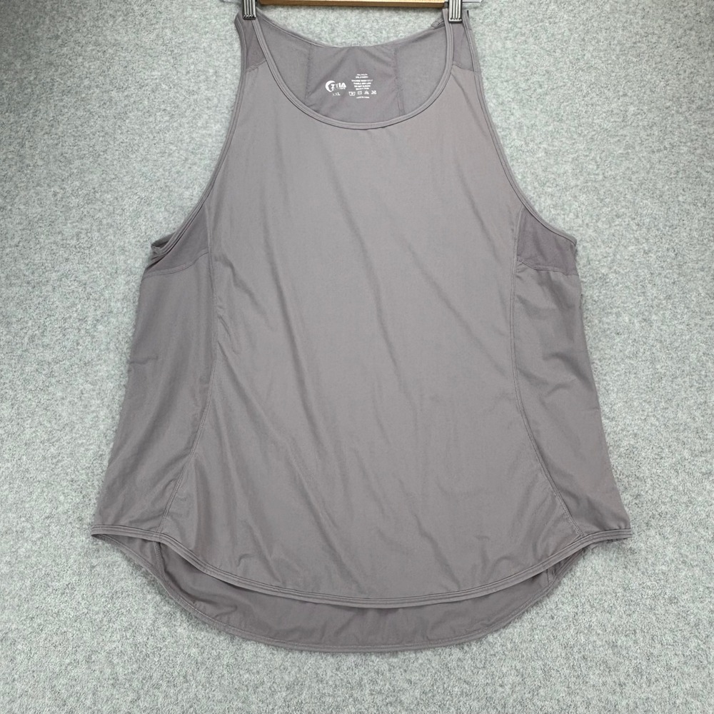 Zyia Active Tank Top Womens XXL Gray Mesh Back Lilac Panel Workout Athleisure